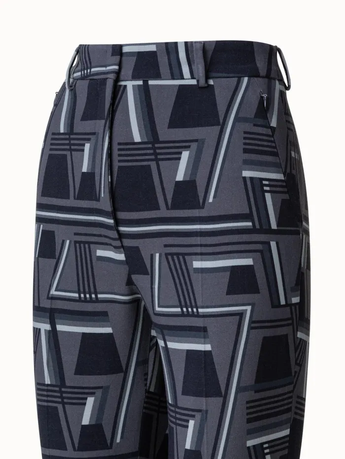 Wool DoubleFace Bootcut Pants With Zig Zag Trapezoid Print Charcoalblack Women Akris Pants