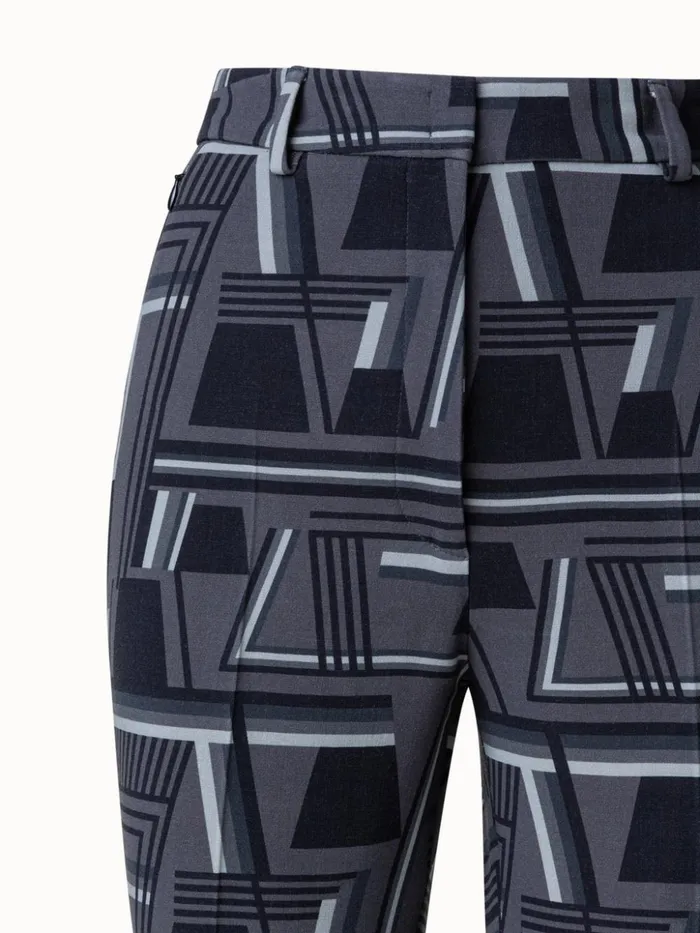Wool DoubleFace Bootcut Pants With Zig Zag Trapezoid Print Charcoalblack Women Akris Pants