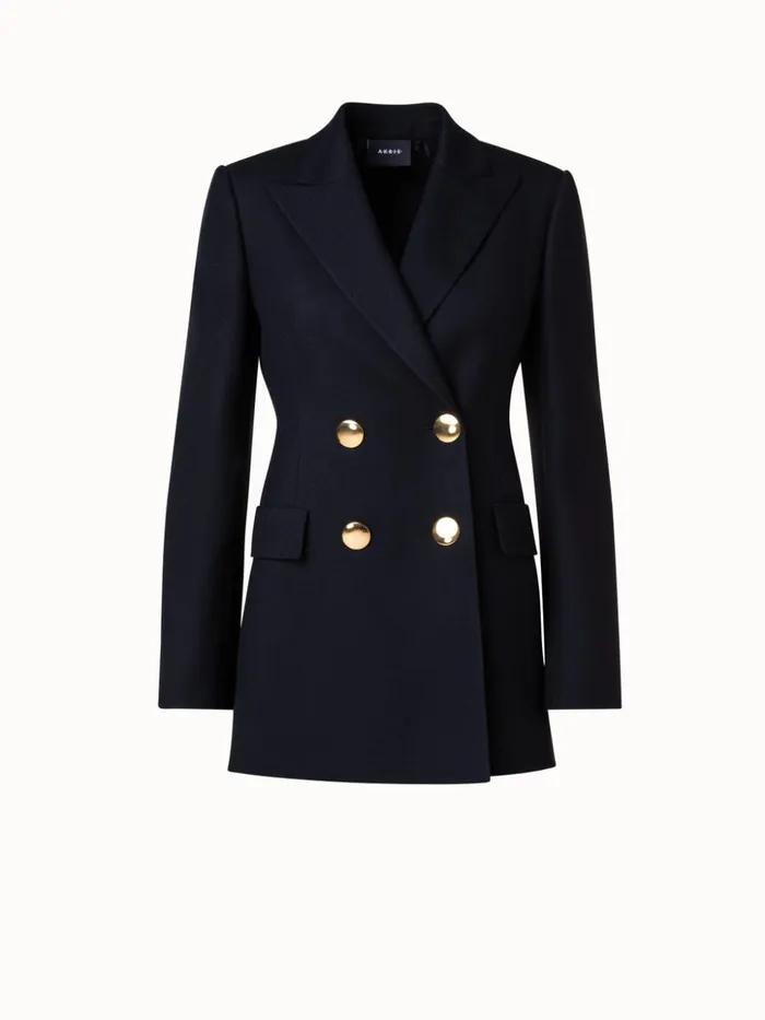 Wool DoubleFace DoubleBreasted Jacket Black Women Akris Jackets