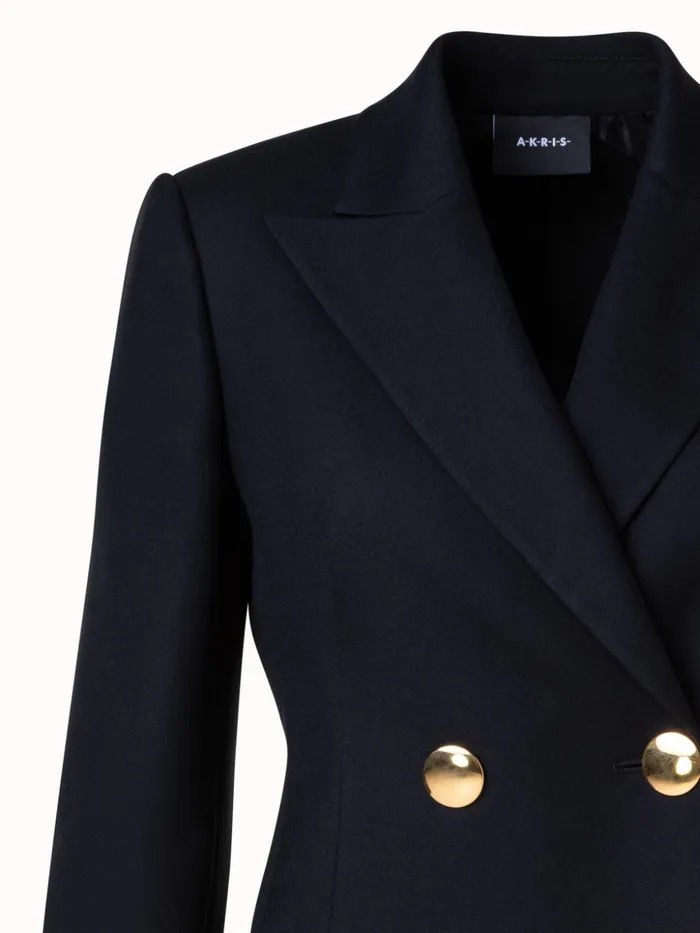 Wool DoubleFace DoubleBreasted Jacket Black Women Akris Jackets
