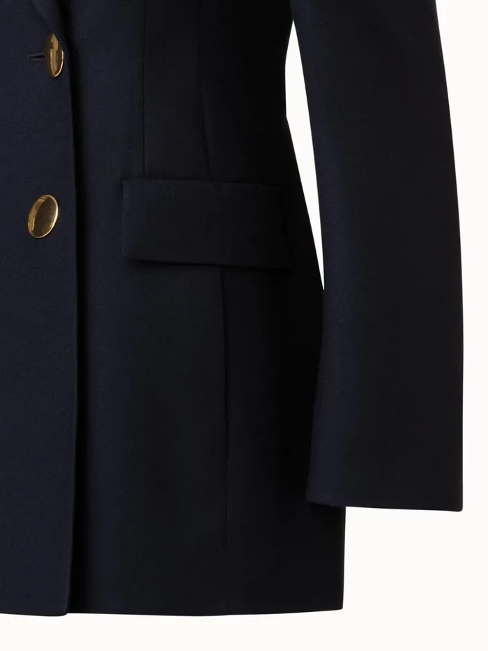 Wool DoubleFace DoubleBreasted Jacket Black Women Akris Jackets