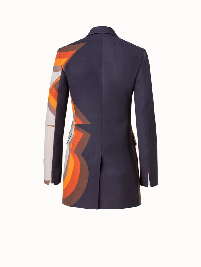 Wool DoubleFace Jacket With Superimposed Letters Print Multicolor Women Akris Jackets