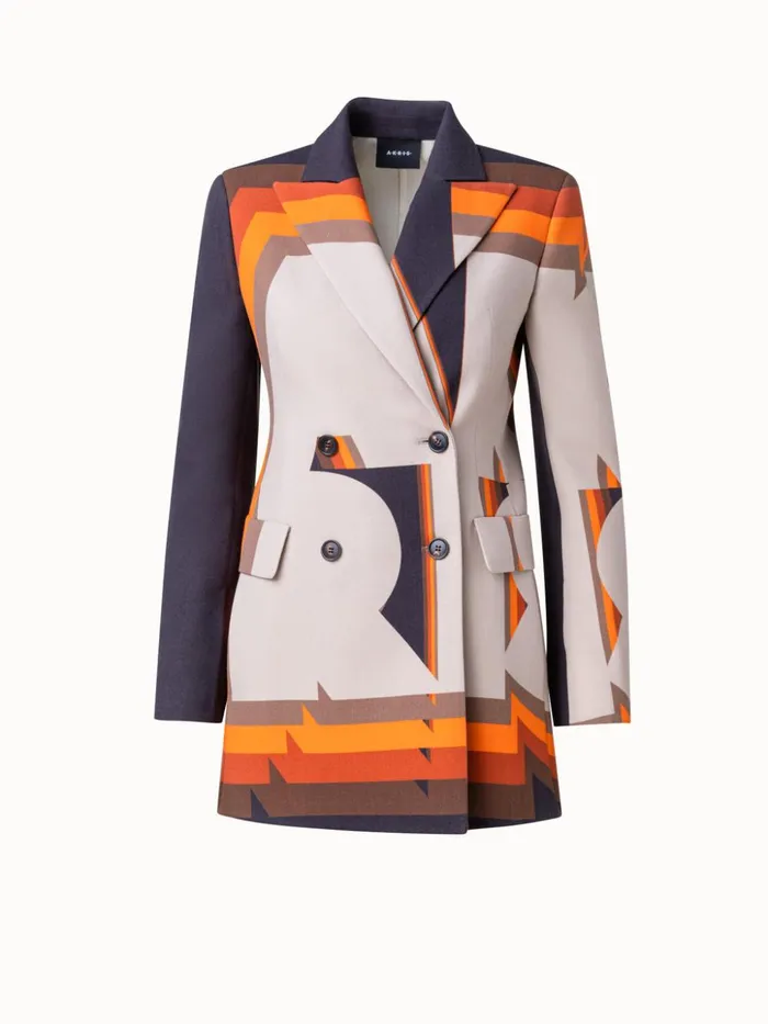Wool DoubleFace Jacket With Superimposed Letters Print Multicolor Women Akris Jackets