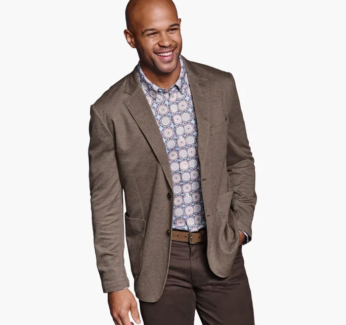 XC Flex Knit Blazer Brown Mini Pattern Men Apparel Johnston and Murphy