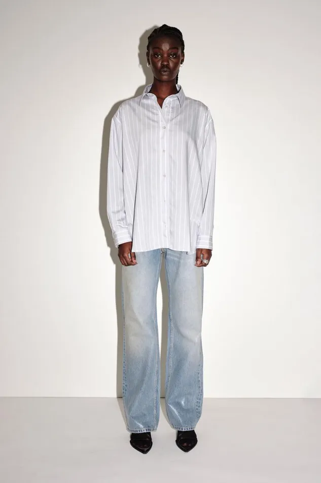 Zara Stripe 8211 Grey Stripe Women Won Hundred Shirts and Blouses